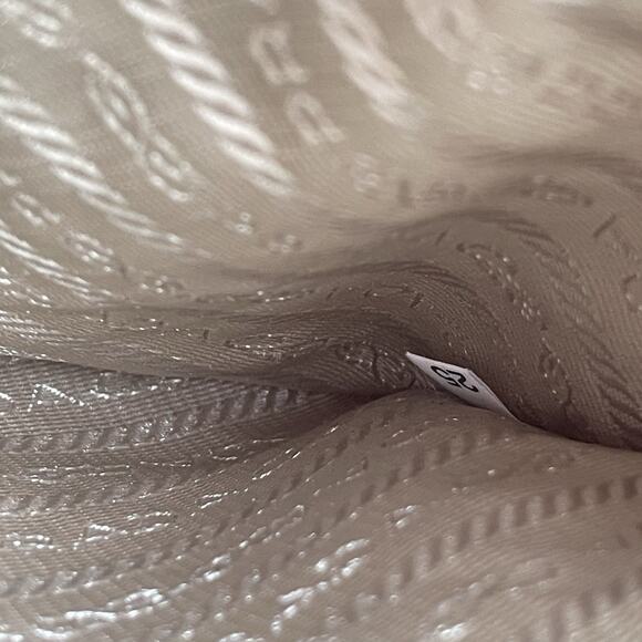 Prada Tessuto Hobo Shoulder Bag Embossed Logo White Leather - Picture 14 of 16